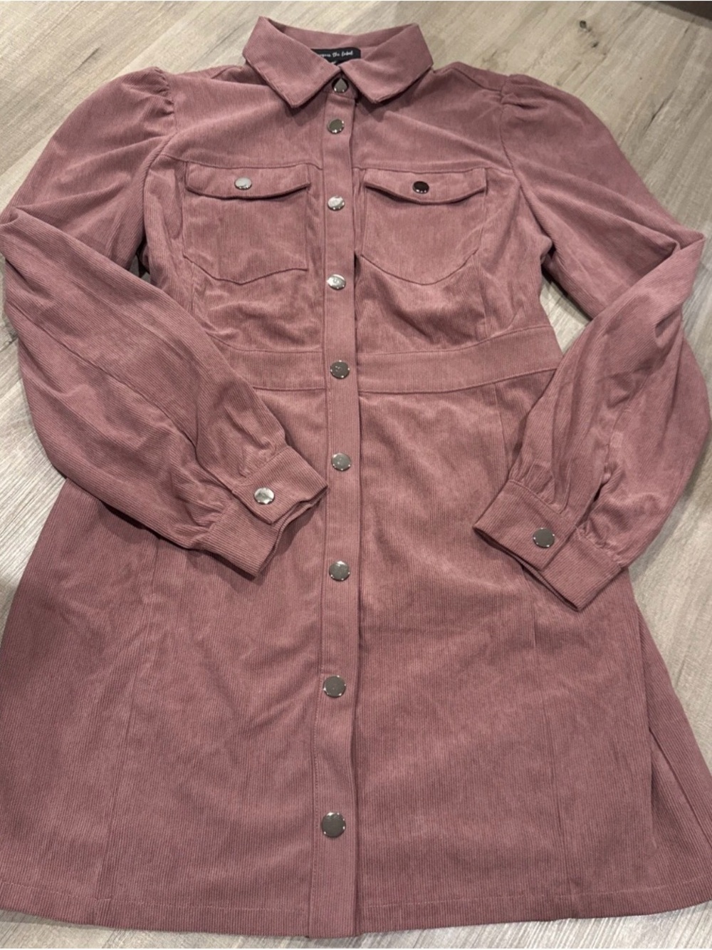 Jacqui the Label Mauve Corduroy Button-Front Dress